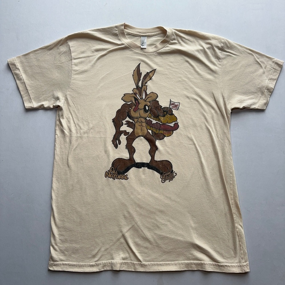 Wile E CoyoteSuper Fresh Fit Shirt Mens Large Cream American Apperal Limited Run